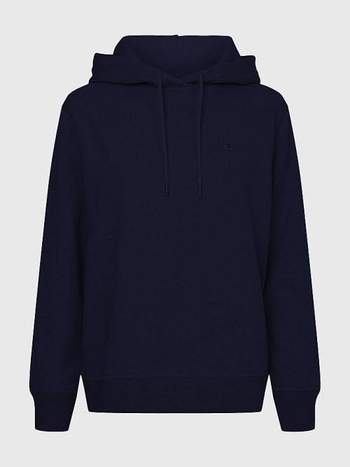 Tommy Hilfiger Organic Pamuklu Regular Fit Kapüşonlu Sweatshirt Kadın Mavi | TH826NLO