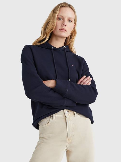 Tommy Hilfiger Organic Pamuklu Regular Fit Kapüşonlu Sweatshirt Kadın Mavi | TH826NLO