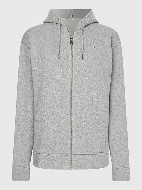 Tommy Hilfiger Organic Pamuklu Relaxed Fit Zip-Thru Kapüşonlu Sweatshirt Kadın Gri | TH813NJI