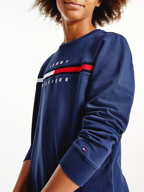 Tommy Hilfiger Organic Pamuklu Rib Knit Panel Sweatshirt Erkek Çocuk Mavi | TH310FYG