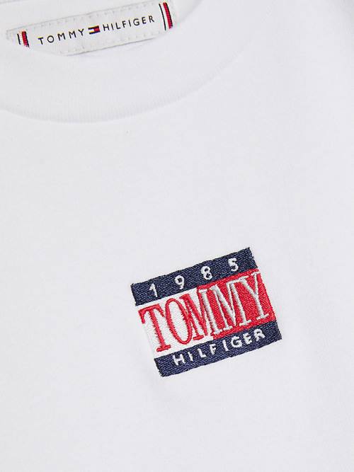 Tommy Hilfiger Organic Pamuklu Ribbed Crop Tişört Kiz Çocuk Beyaz | TH597KOF