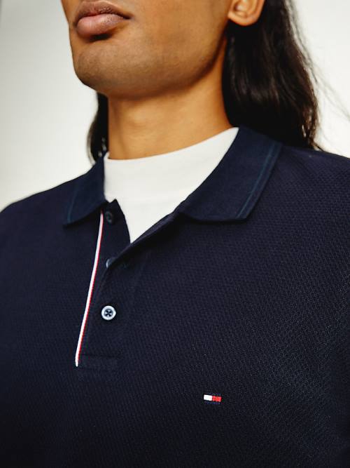 Tommy Hilfiger Organic Pamuklu Slim Fit Polo Yaka Tişört Erkek Mavi | TH051ERI