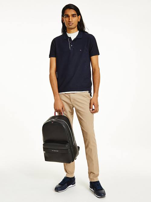 Tommy Hilfiger Organic Pamuklu Slim Fit Polo Yaka Tişört Erkek Mavi | TH051ERI