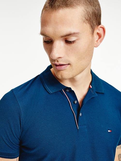 Tommy Hilfiger Organic Pamuklu Slim Fit Polo Yaka Tişört Erkek Mavi | TH243CIP