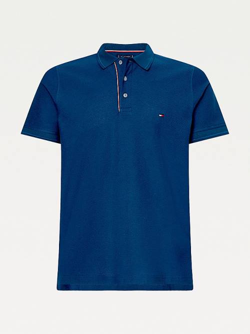 Tommy Hilfiger Organic Pamuklu Slim Fit Polo Yaka Tişört Erkek Mavi | TH243CIP