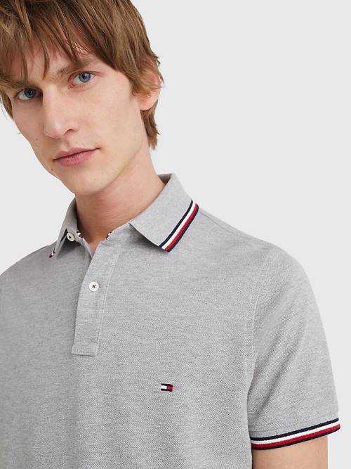 Tommy Hilfiger Organic Pamuklu Slim Fit Polo Yaka Tişört Erkek Gri | TH278MUY