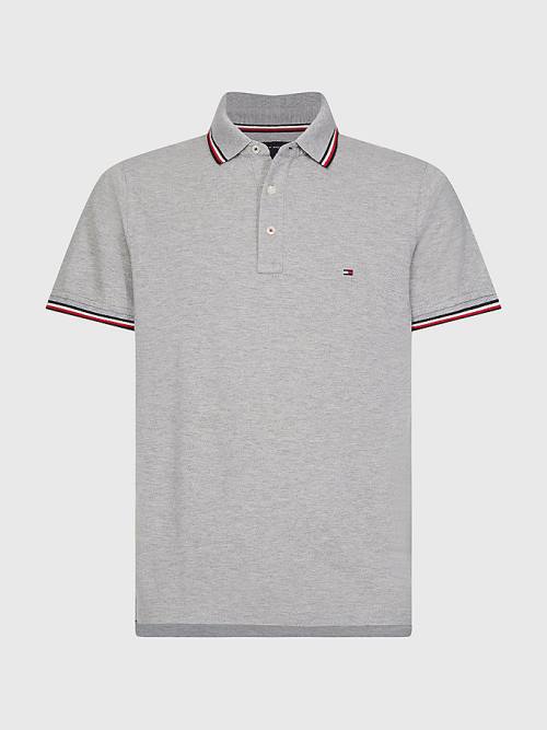 Tommy Hilfiger Organic Pamuklu Slim Fit Polo Yaka Tişört Erkek Gri | TH278MUY