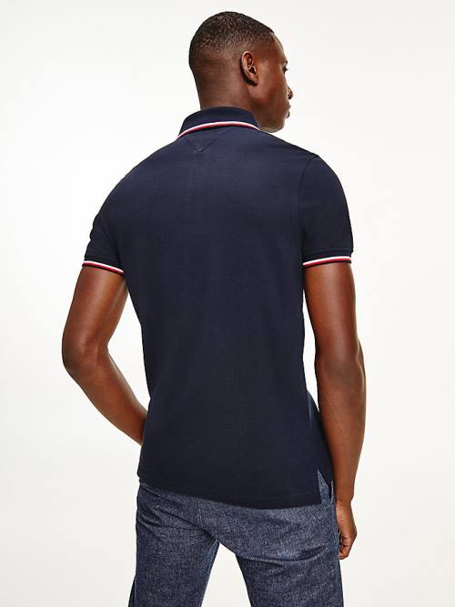 Tommy Hilfiger Organic Pamuklu Slim Fit Polo Yaka Tişört Erkek Mavi | TH513LQX