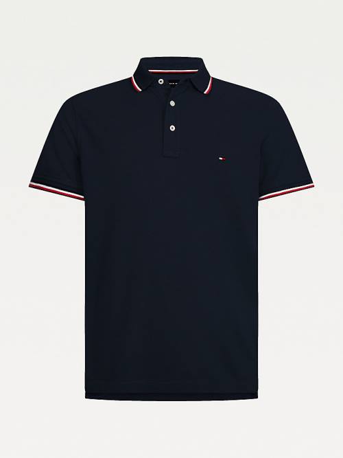 Tommy Hilfiger Organic Pamuklu Slim Fit Polo Yaka Tişört Erkek Mavi | TH513LQX