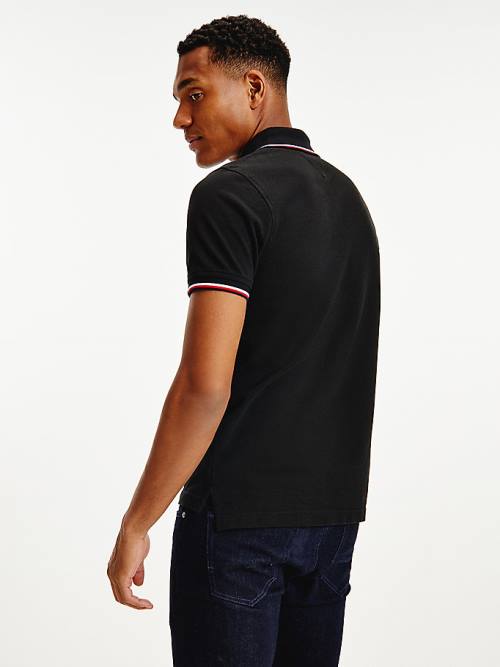 Tommy Hilfiger Organic Pamuklu Slim Fit Polo Yaka Tişört Erkek Siyah | TH589CTB