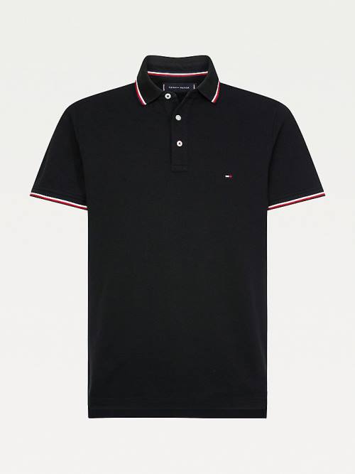 Tommy Hilfiger Organic Pamuklu Slim Fit Polo Yaka Tişört Erkek Siyah | TH589CTB