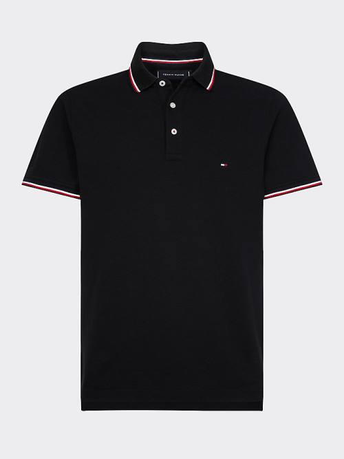 Tommy Hilfiger Organic Pamuklu Slim Fit Polo Yaka Tişört Erkek Siyah | TH589CTB