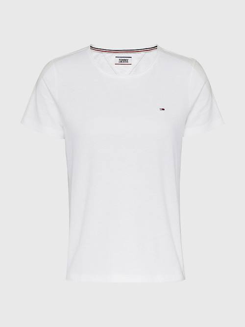 Tommy Hilfiger Organic Pamuklu Slim Fit Tişört Kadın Beyaz | TH610EZU