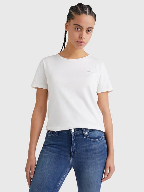 Tommy Hilfiger Organic Pamuklu Slim Fit Tişört Kadın Beyaz | TH610EZU