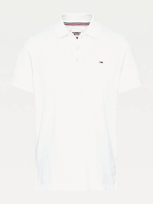 Tommy Hilfiger Organic Pamuklu Slim Fit Polo Yaka Tişört Kadın Beyaz | TH625VAU