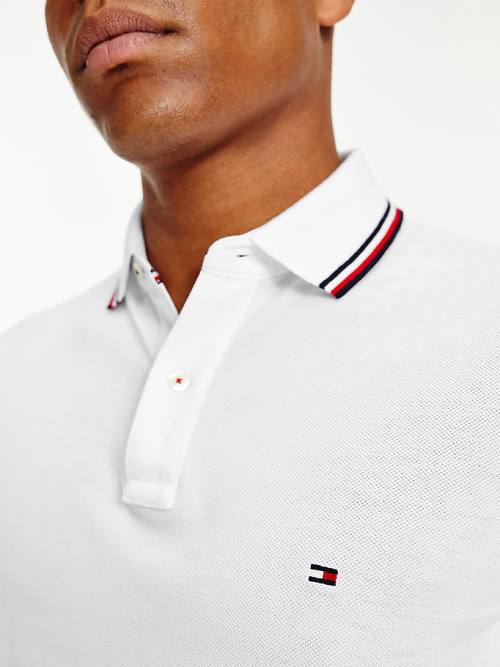 Tommy Hilfiger Organic Pamuklu Slim Fit Polo Yaka Tişört Erkek Beyaz | TH643KAD