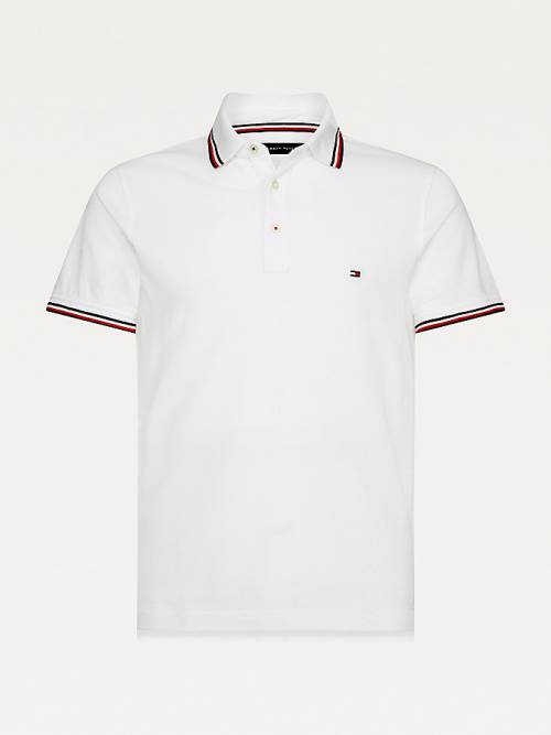 Tommy Hilfiger Organic Pamuklu Slim Fit Polo Yaka Tişört Erkek Beyaz | TH643KAD