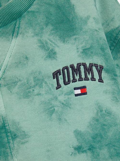 Tommy Hilfiger Organic Pamuklu Tie-Die Varsity Sweatshirt Erkek Çocuk Yeşil | TH749PLD