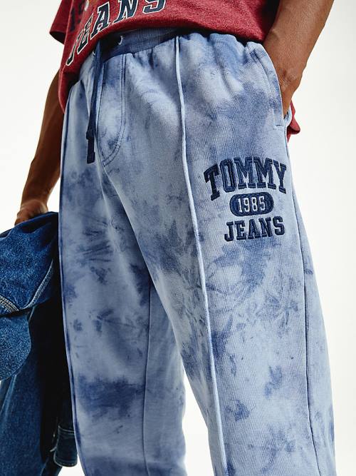 Tommy Hilfiger Organic Pamuklu Tie-Dye Slim Fit Joggers Pantolon Erkek Mavi | TH830JLC