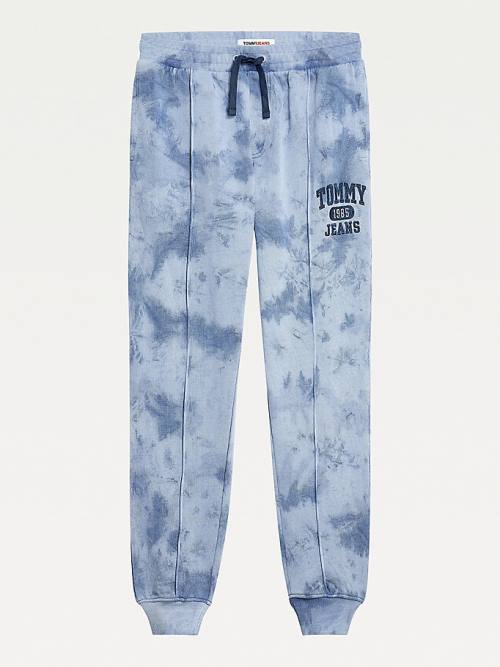 Tommy Hilfiger Organic Pamuklu Tie-Dye Slim Fit Joggers Pantolon Erkek Mavi | TH830JLC