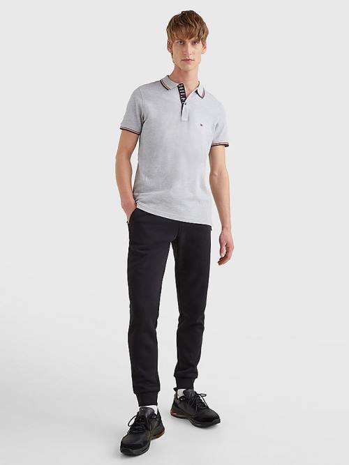 Tommy Hilfiger Organic Pamuklu Tipped Slim Fit Polo Yaka Tişört Erkek Gri | TH068AKU