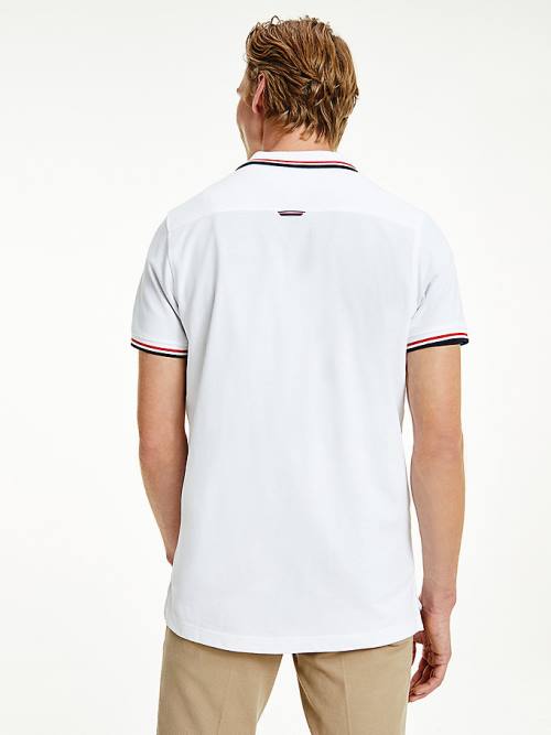 Tommy Hilfiger Organic Pamuklu Tipped Slim Fit Polo Yaka Tişört Erkek Beyaz | TH659LQV