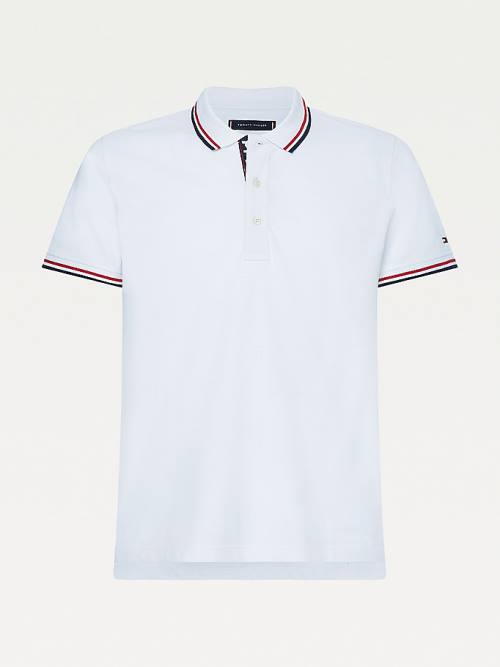 Tommy Hilfiger Organic Pamuklu Tipped Slim Fit Polo Yaka Tişört Erkek Beyaz | TH659LQV