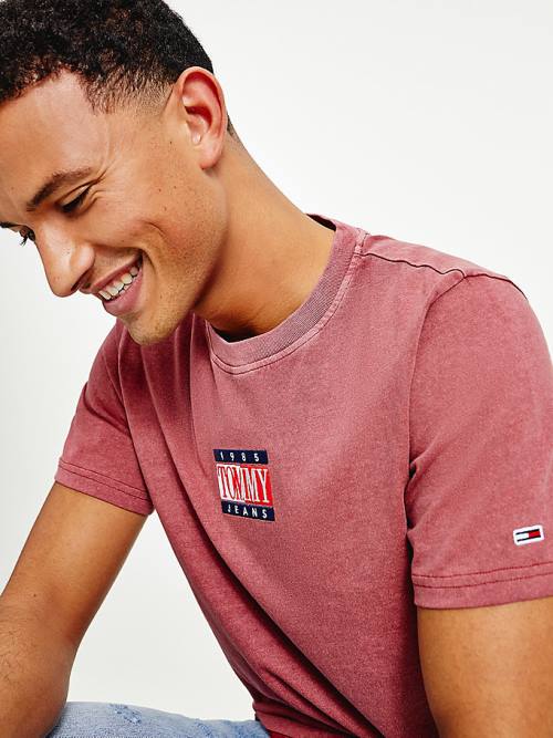 Tommy Hilfiger Organic Pamuklu Tişört Erkek Kırmızı | TH573AQJ