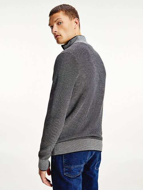 Tommy Hilfiger Organic Pamuklu Tonal Half-Zip Jumper Kazak Erkek Gri | TH175EQU