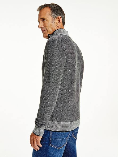 Tommy Hilfiger Organic Pamuklu Tonal Half-Zip Jumper Kazak Erkek Gri | TH175EQU