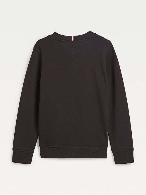 Tommy Hilfiger Organic Pamuklu Tonal Logo Embroidery Sweatshirt Erkek Çocuk Siyah | TH802HIO