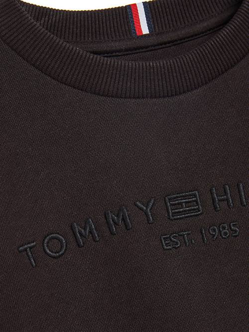 Tommy Hilfiger Organic Pamuklu Tonal Logo Embroidery Sweatshirt Erkek Çocuk Siyah | TH802HIO