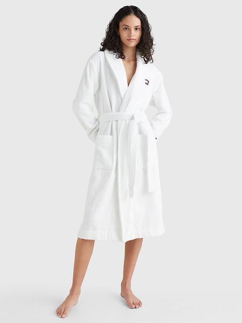 Tommy Hilfiger Organic Pamuklu Towelling Robe Pijama Kadın Beyaz | TH642EFL