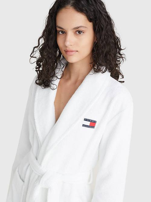 Tommy Hilfiger Organic Pamuklu Towelling Robe Pijama Kadın Beyaz | TH642EFL