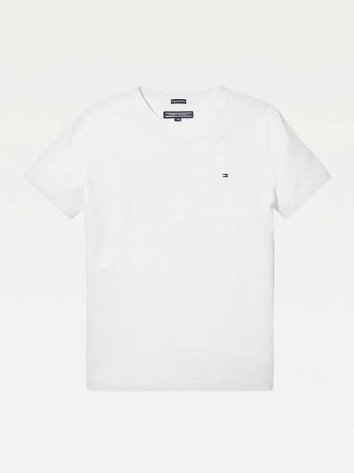 Tommy Hilfiger Organic Pamuklu V-Neck Tişört Erkek Çocuk Beyaz | TH106GXH