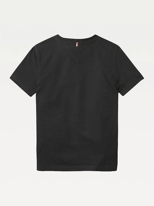 Tommy Hilfiger Organic Pamuklu V-Neck Tişört Kiz Çocuk Siyah | TH463XYF