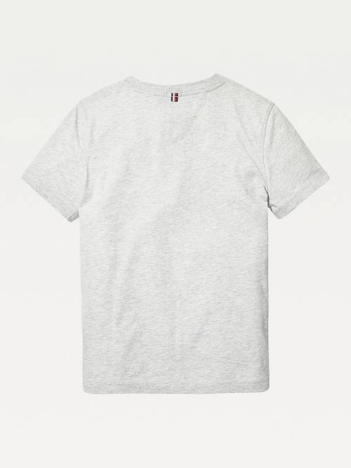 Tommy Hilfiger Organic Pamuklu V-Neck Tişört Kiz Çocuk Gri | TH523QPZ