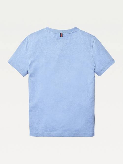 Tommy Hilfiger Organic Pamuklu V-Neck Tişört Kiz Çocuk Mavi | TH562JVA