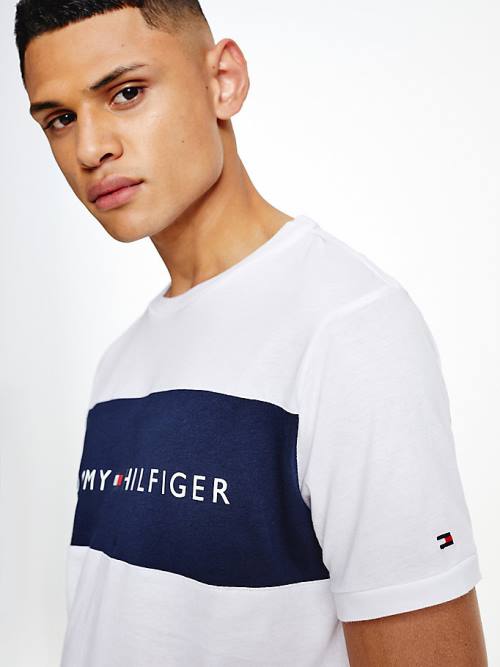 Tommy Hilfiger Original Colour-Blocked Logo Pijama Erkek Beyaz | TH560PCY