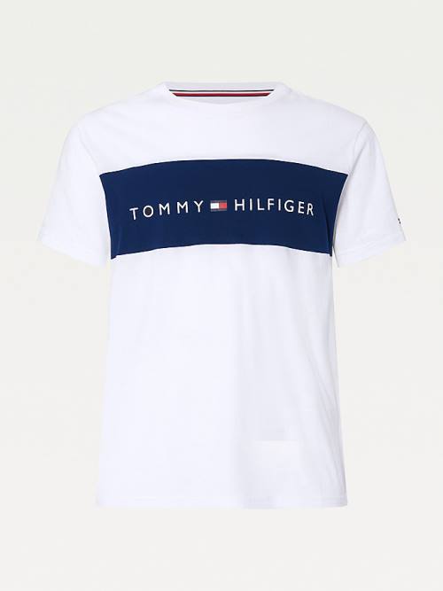 Tommy Hilfiger Original Colour-Blocked Logo Pijama Erkek Beyaz | TH560PCY