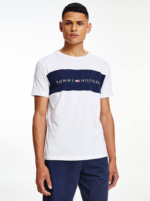 Tommy Hilfiger Original Colour-Blocked Logo Pijama Erkek Beyaz | TH560PCY