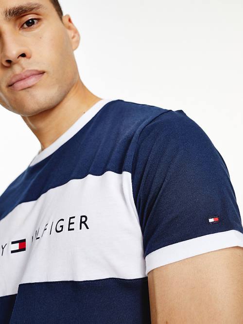 Tommy Hilfiger Original Colour-Blocked Logo Pijama Erkek Mavi | TH754VOZ