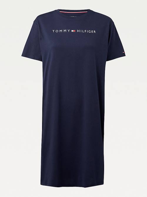 Tommy Hilfiger Original Half Sleeve Nightdress Pijama Kadın Mavi | TH491DUH