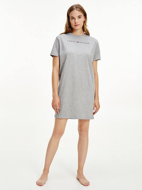 Tommy Hilfiger Original Half Sleeve Nightdress Pijama Kadın Gri | TH721BKV