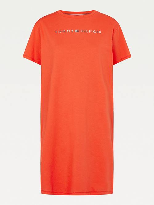 Tommy Hilfiger Original Half Sleeve Nightdress Pijama Kadın Kırmızı | TH954HVS