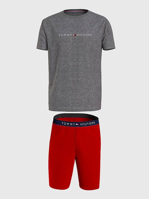 Tommy Hilfiger Original Kısa Sleeve Set Pijama Erkek Kırmızı | TH706QSZ