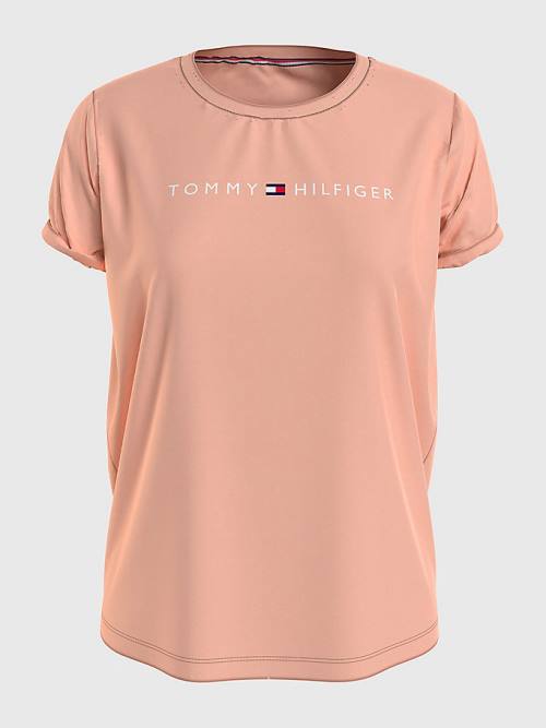 Tommy Hilfiger Original Logo Turn-Back Cuff Tişört Kadın Pembe | TH126ENC