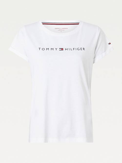 Tommy Hilfiger Original Logo Turn-Back Cuff Tişört Kadın Beyaz | TH630AJU