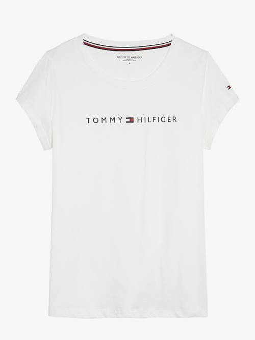 Tommy Hilfiger Original Logo Turn-Back Cuff Tişört Kadın Beyaz | TH630AJU