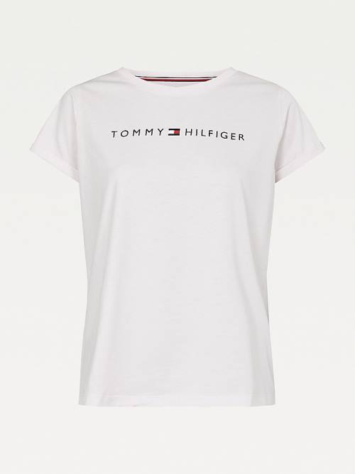 Tommy Hilfiger Original Logo Turn-Back Cuff Tişört Kadın Pembe | TH752CFL